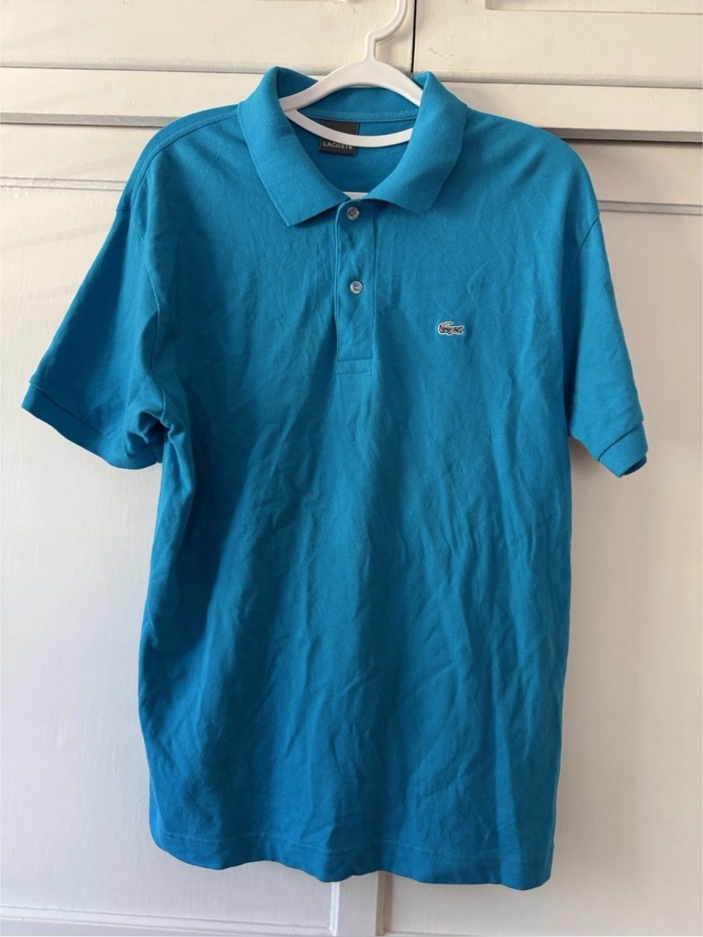 Lacoste Men's Polo Shirt in Bright Blue Cotton Sz M